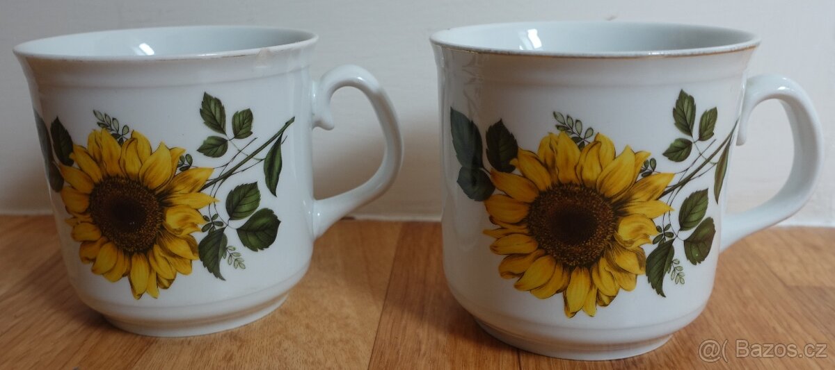 Porcelánové hrnky s motivem slunečnice – Bohemia, 2 ks