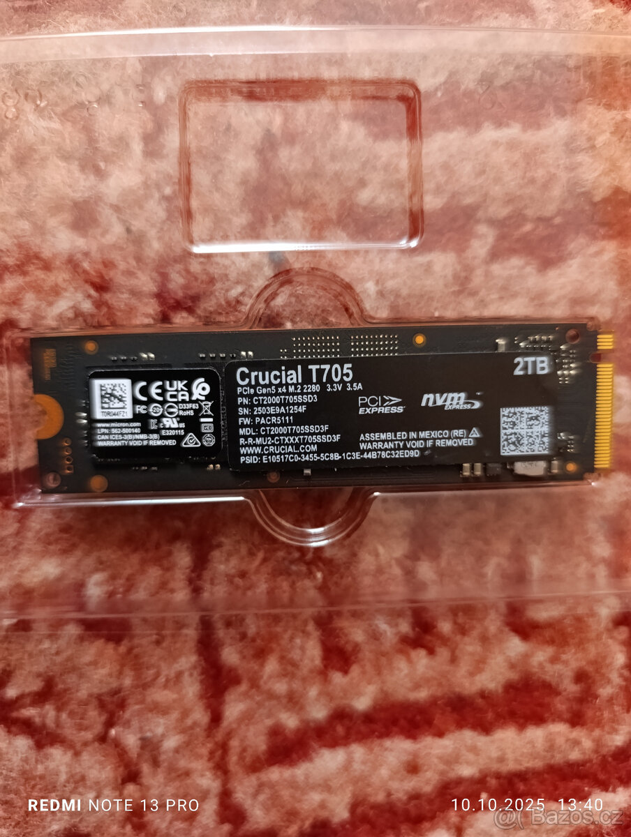 2TB CRUCIAL T705 PCIe 5.0 14500MB/s - lehce použitý