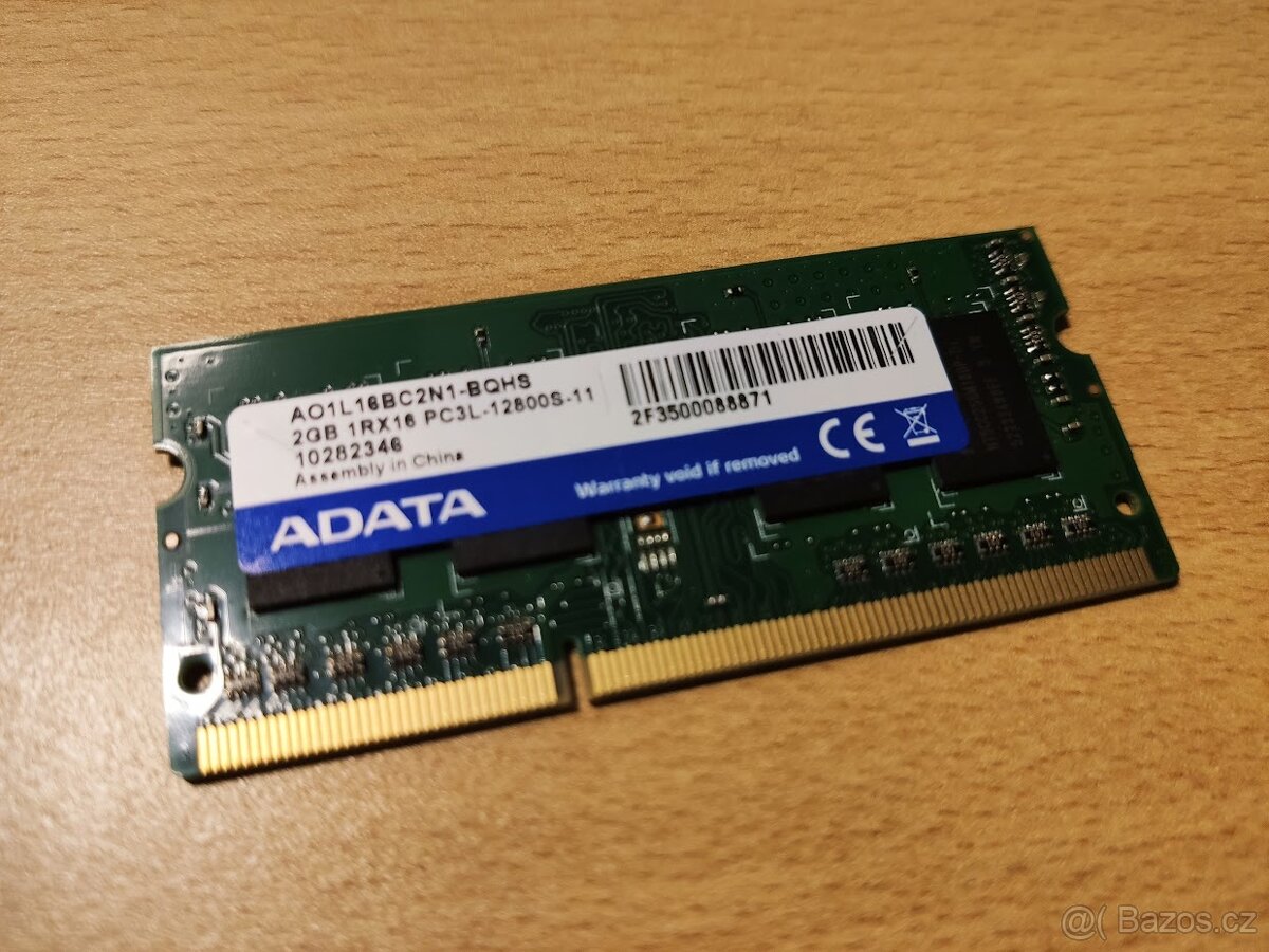 PAMĚŤ RAM ADATA 2GB 1RX16 PC3L-12800S AO1L16BC2N1-BQHS