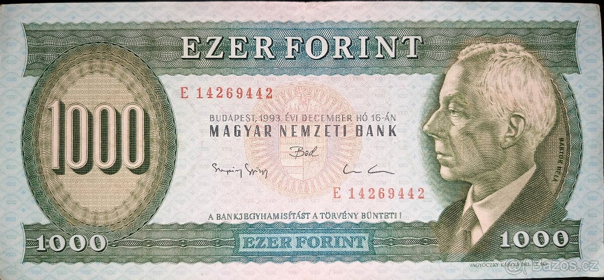 1000 forintů Maďarsko 1993 Pick #176b