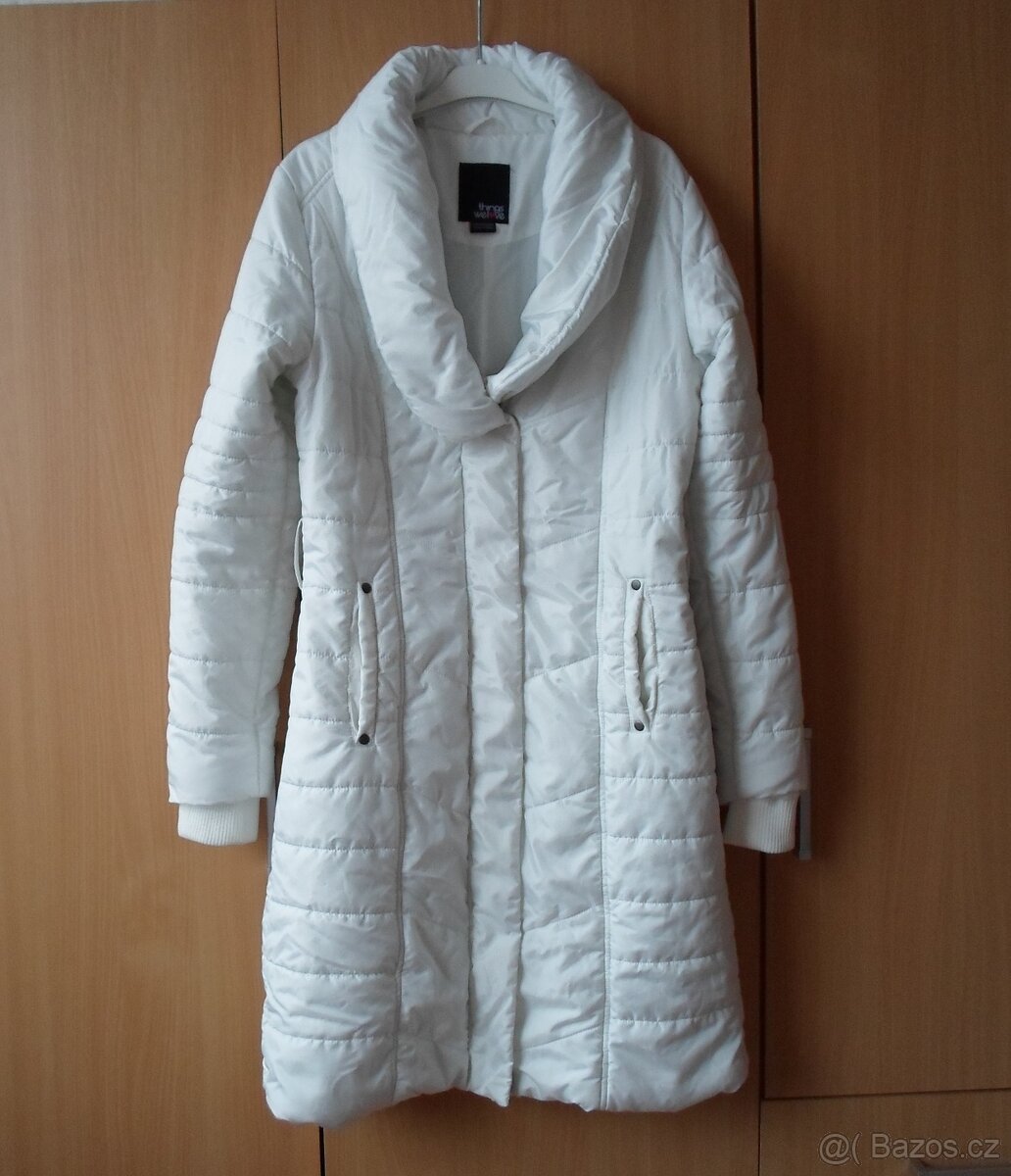 Bílá bunda bundička bílý kabát kabátek - S, M