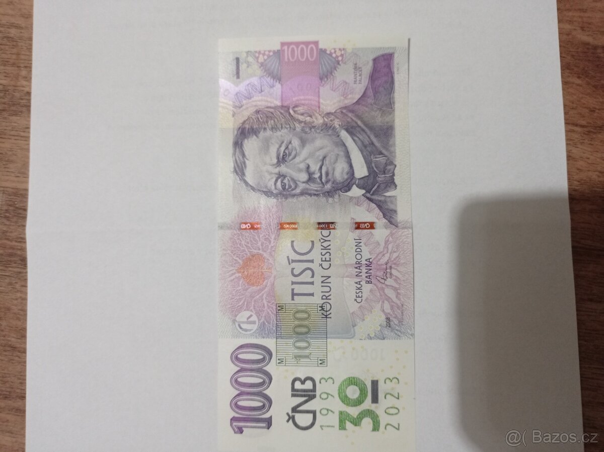 Bankovka 1000Kč s přítiskem M01