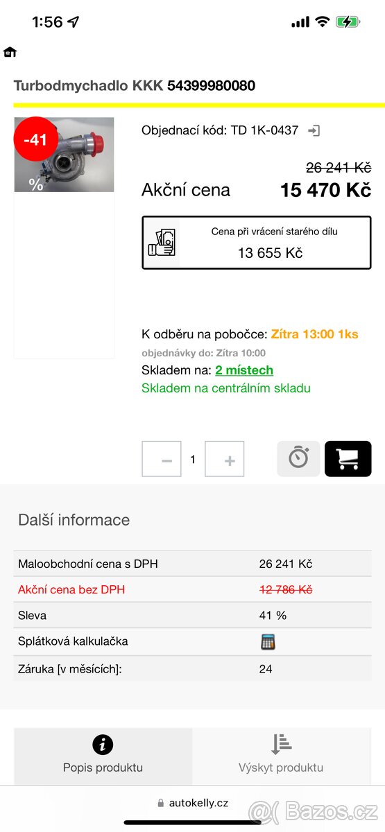 Prodám Turbodmychadlo KKK 54399980080 - Mladá Boleslav