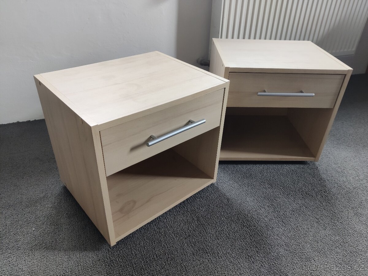 Noční stolky set, bílý dub