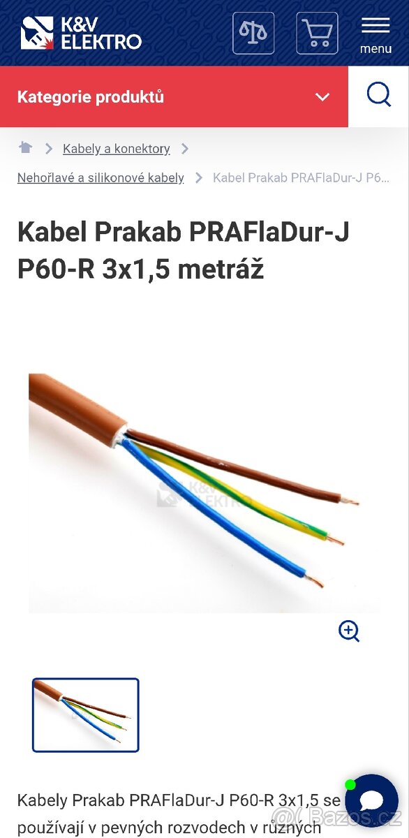 Kabel protipožární prafladur kabel j 3x1.5