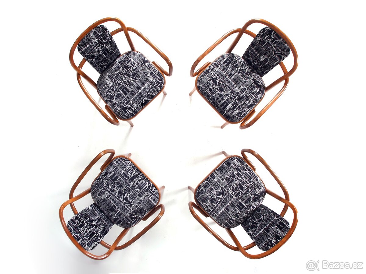 Designové židle křesílka TON po přečalounění, 4 kusy.