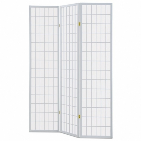 Paravan 3 dílný v bílé dřevěné barvě