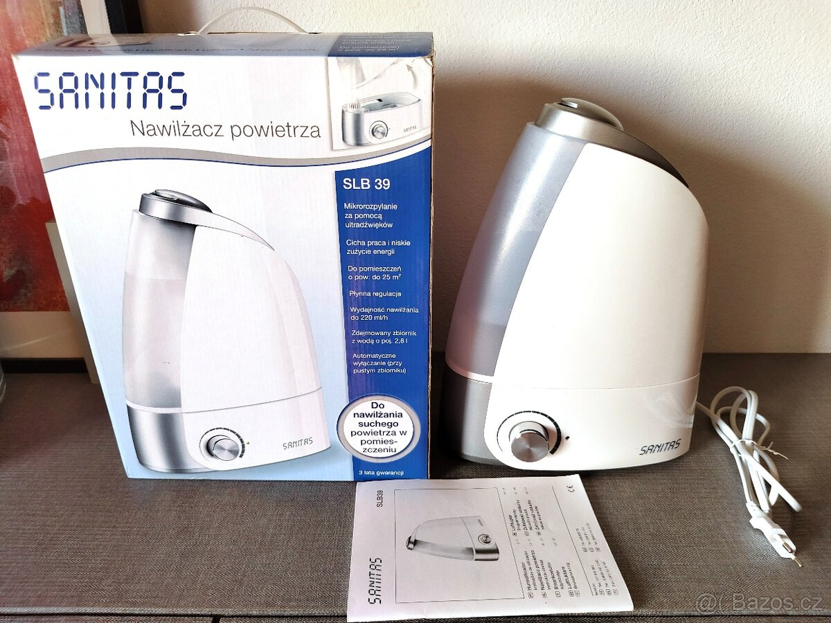 trazvukový Zvlhčovač vzduchu SLB39 SANITAS –JAKO NOVÝ