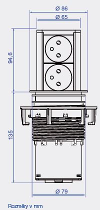 výsuvná ,2 x elektrická zásuvka , BACHMANN