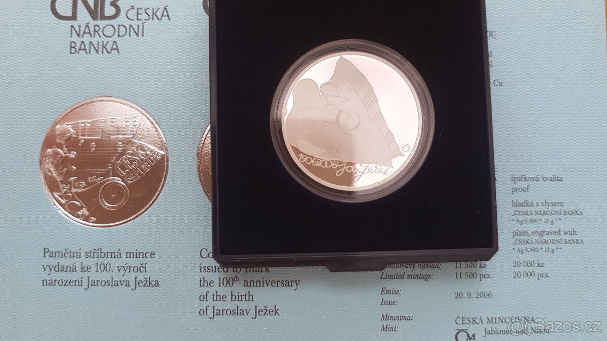 Stříbrná mince - 200 Kč Ježek proof (2006)