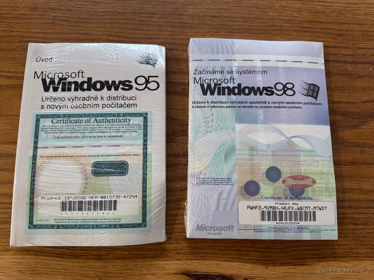 Microsoft Windows 98 CZ a 95 CZ (nové, nerozbalené)