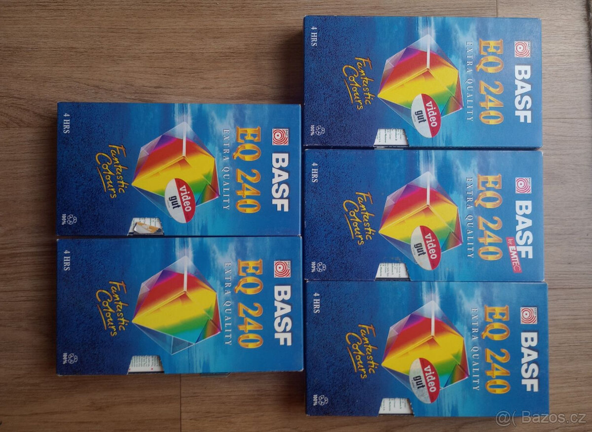 VHS videokazety BASF EQ 240 - 5ks za 100,- Kč