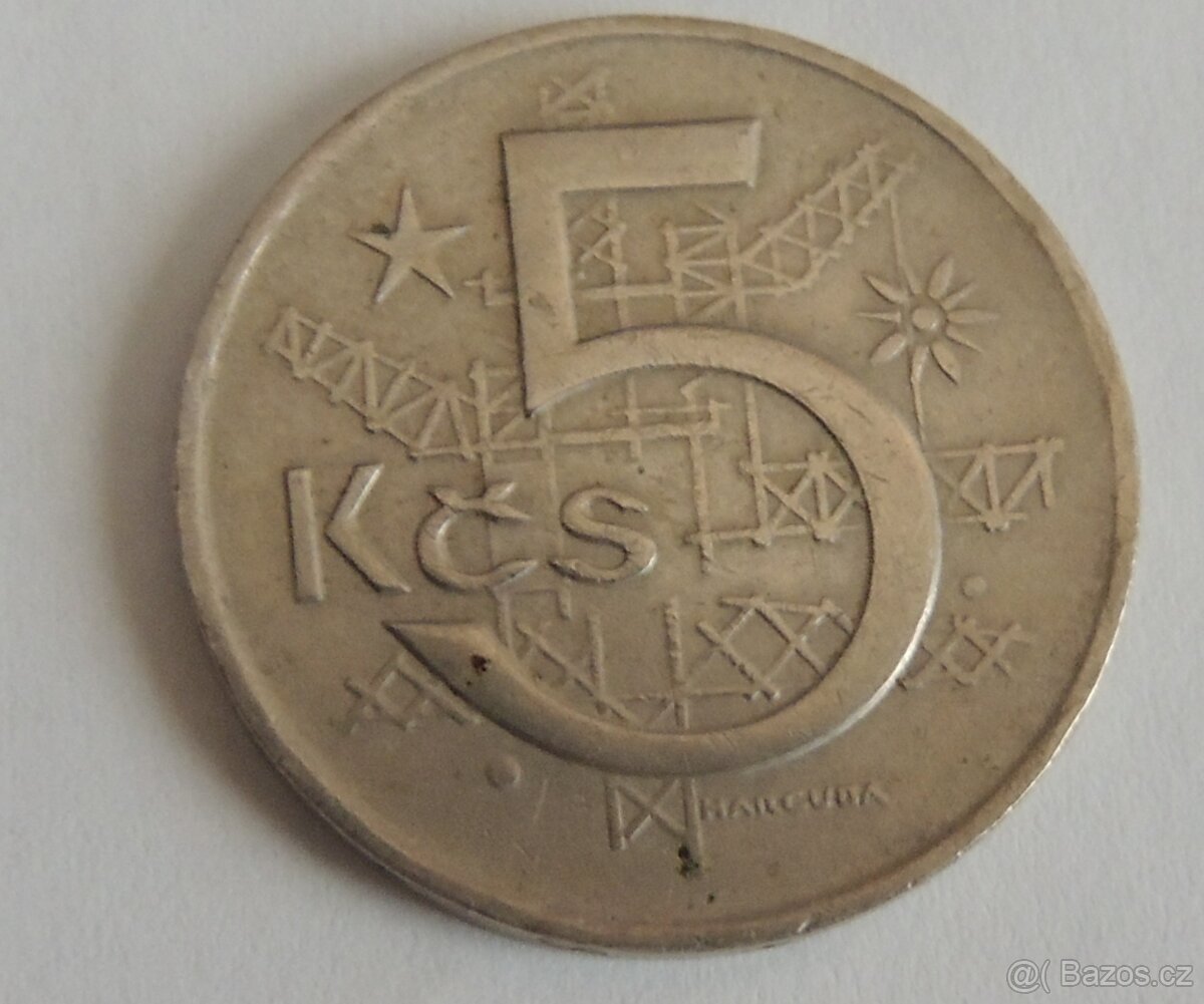 Mince 5 Kčs ČSSR 1973