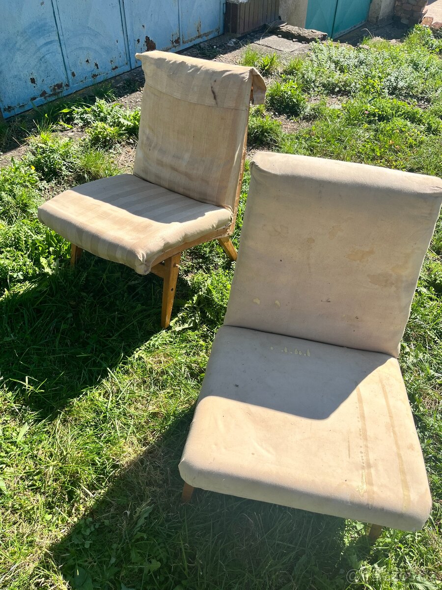 2x RETRO židle/křeslo k renovaci