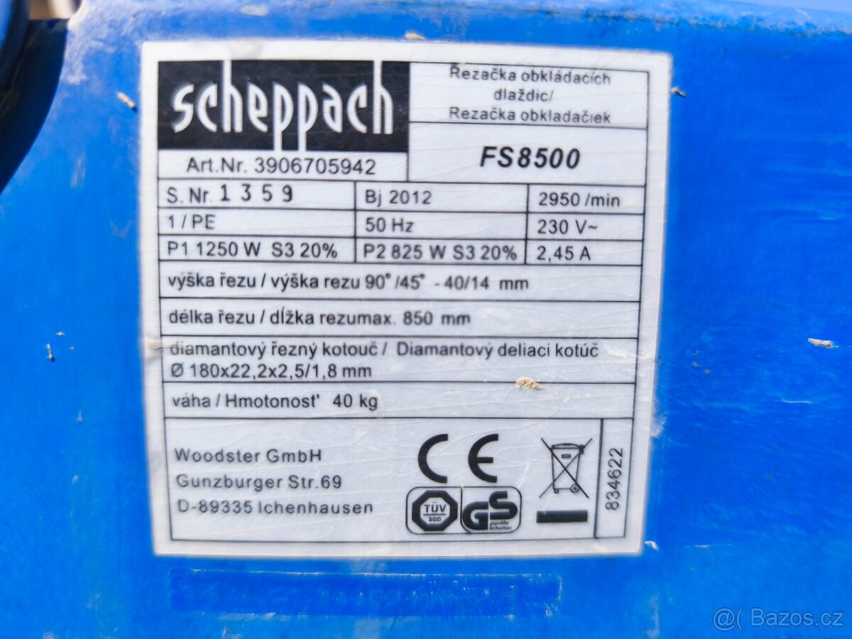 Elektrická vodní řezačka na dlažbu