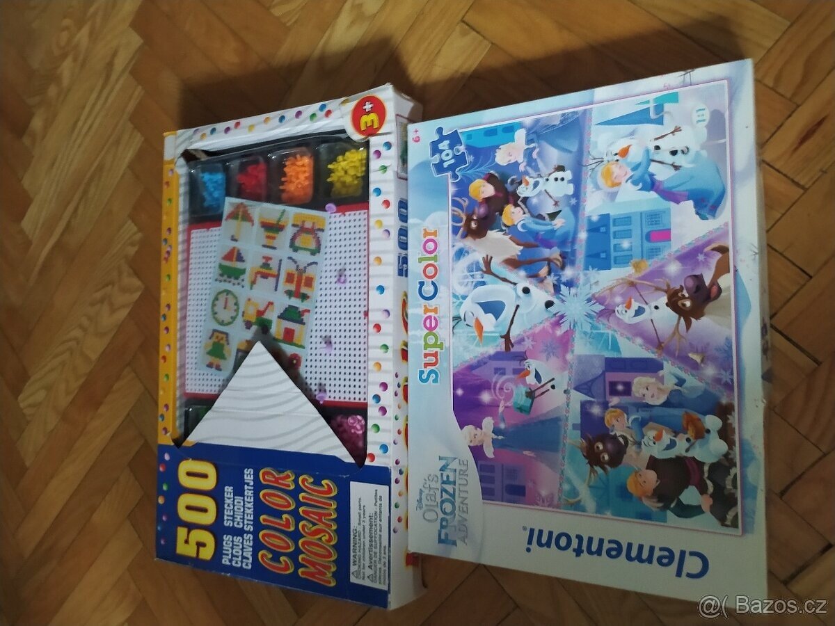 Skládačka barevná mozaika + puzzle frozen