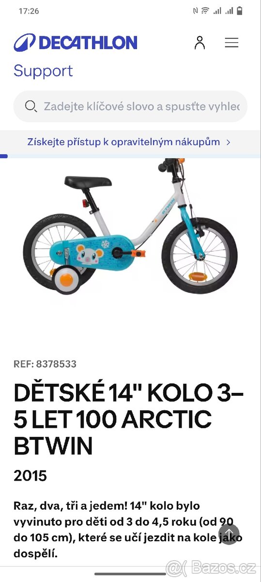Dětské kolo vel 14.