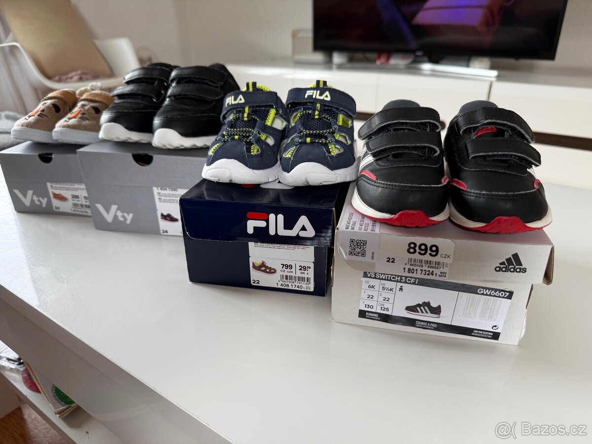 Dětské boty Adidas, Fila, Vty vel. 22,24