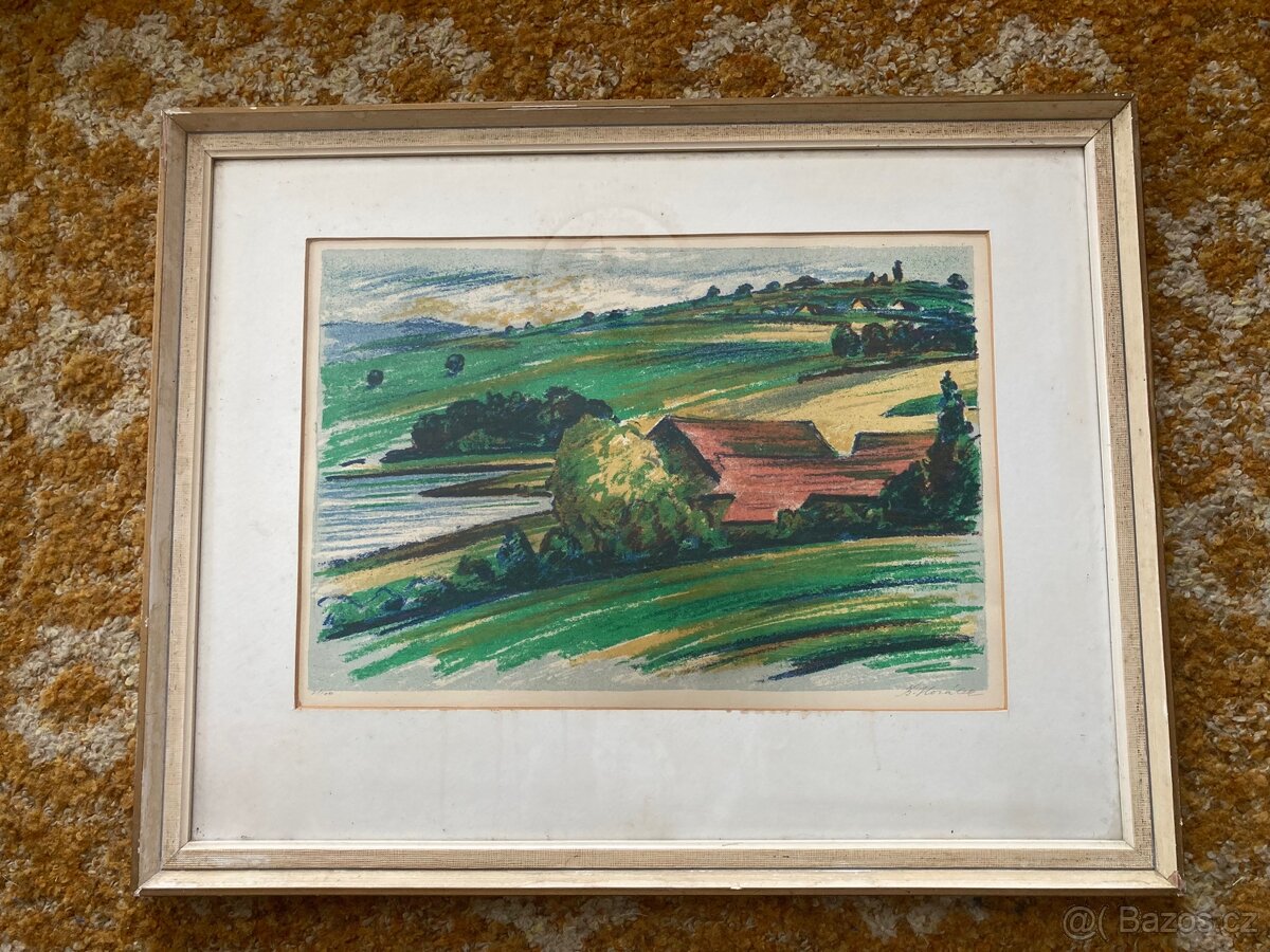 Bedřich Horálek / Barevná litografie / Sedlečko