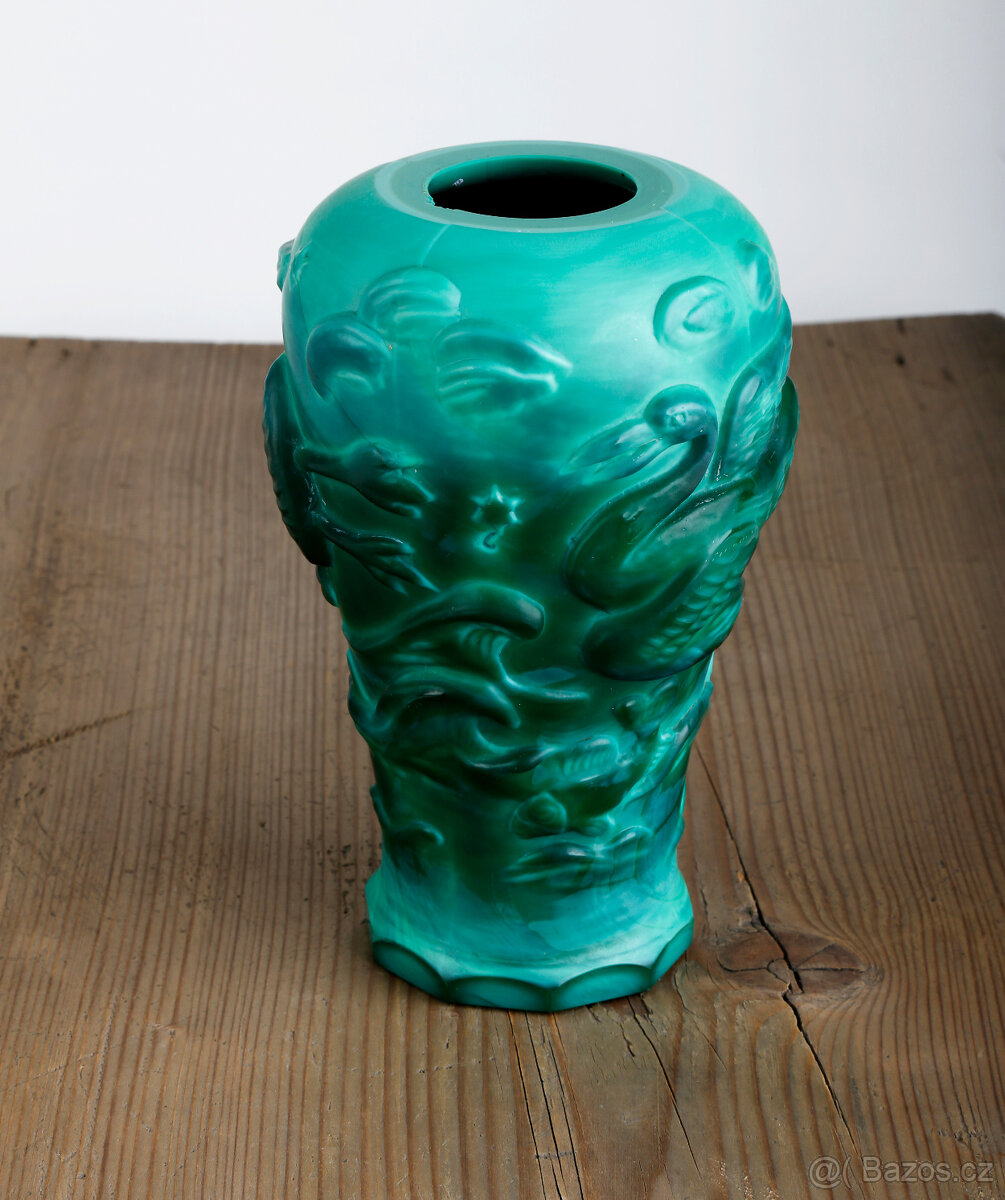 Váza malachitové sklo - František Halama