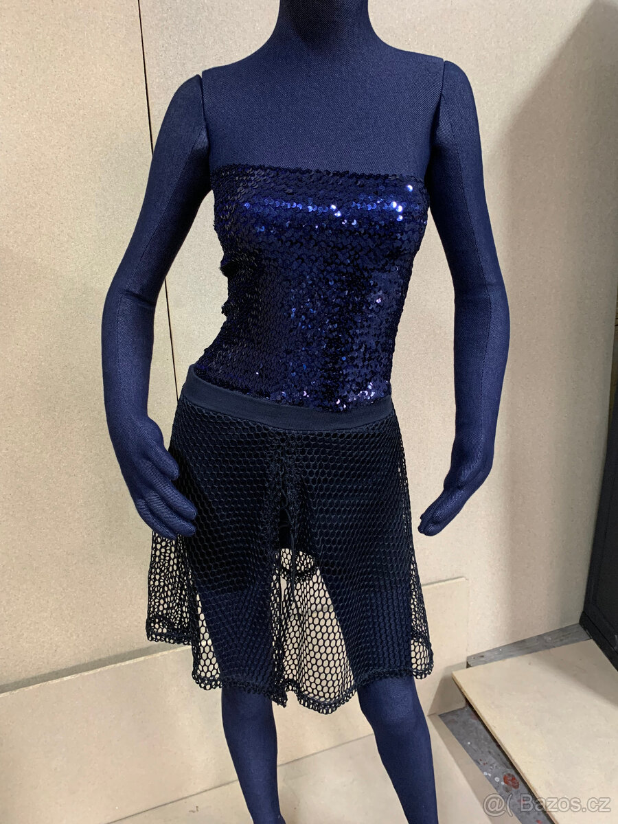 dámské oblečení - Top z flitru / kraťasi vel 38 / M