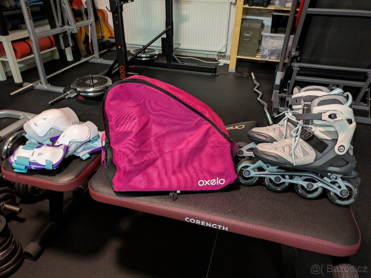 Inline brusle OXELO FIT 500 + helma+ taška+ chrániče