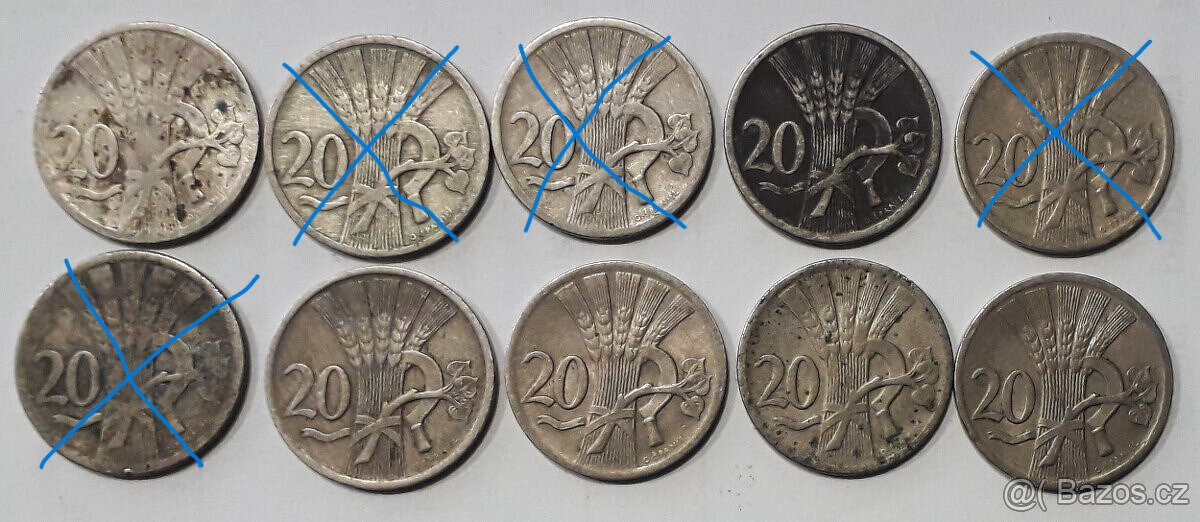 Mince 20 haléř 1924, 1937 a 1938