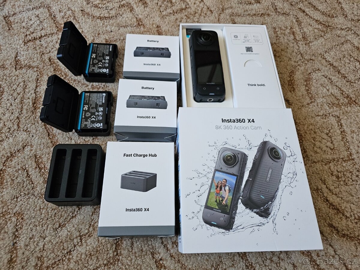 Kamera Insta360 X4 v záruce + příslušenství