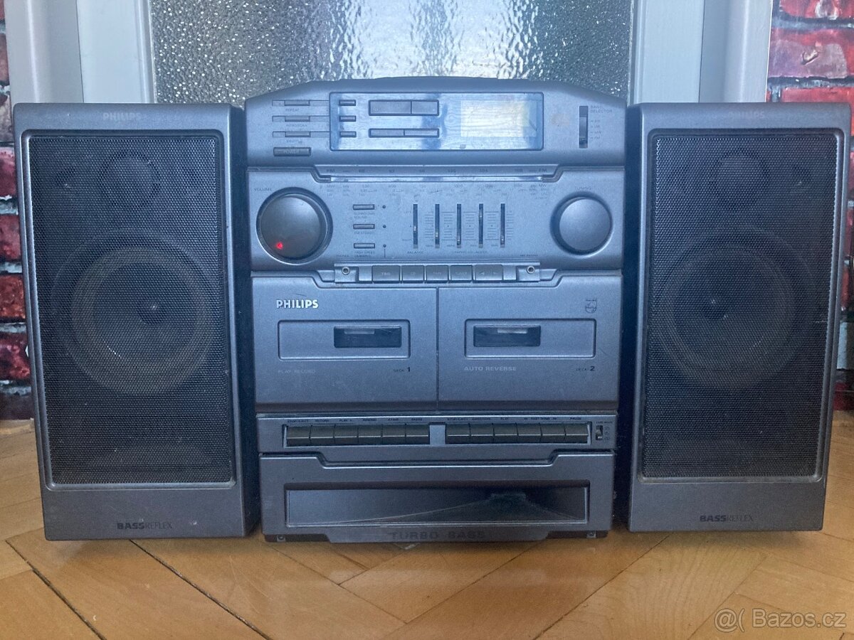 Velká retro hifi věž Philips - funkční rádio a magnetofon
