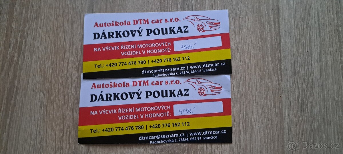 Dárkový poukaz na autoškolu