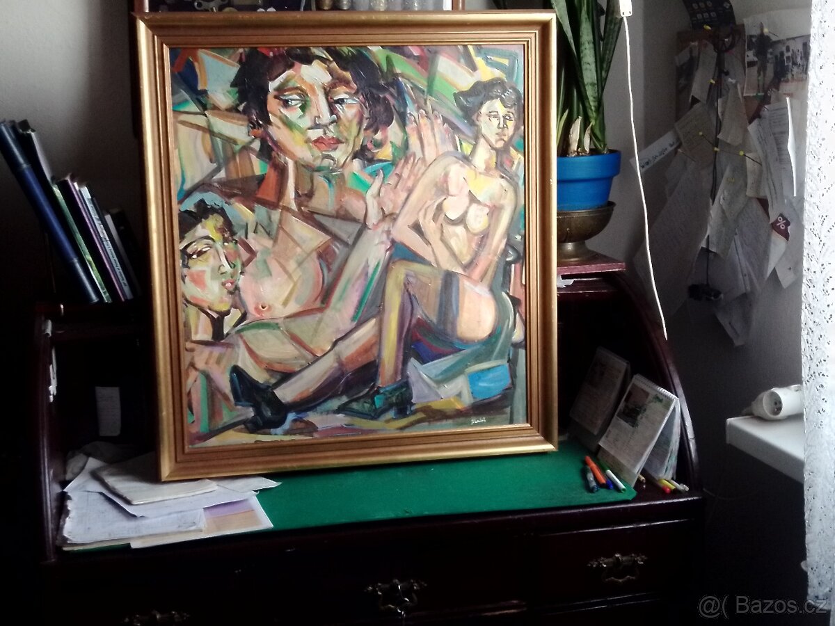 Herbst Jaroslav Ženy-moderna, olej/plátno, rám.