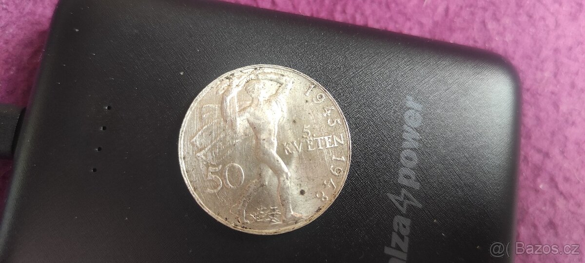 STRIBRNA MINCE 50,-KČS 5.KVETEN 1945-48