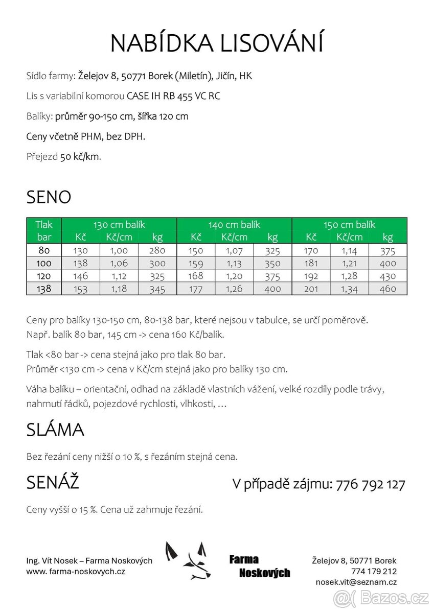 Lisování - seno/sláma/senáže