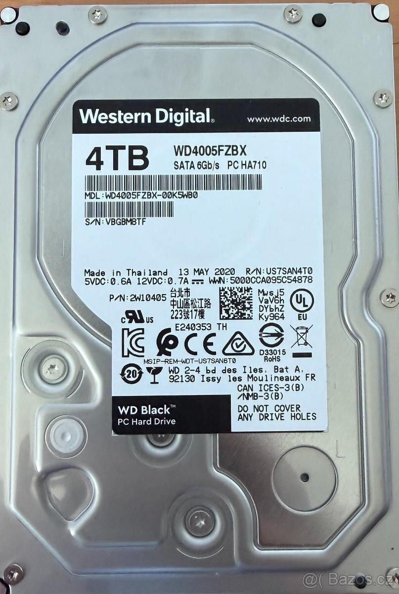 Pevný disk 3,5" Western Digital Black 4TB (WD4005FZBX)