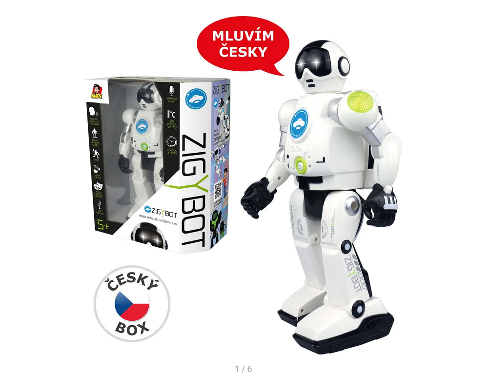 Robotická hračka (robot) Zigybot, mluví česky
