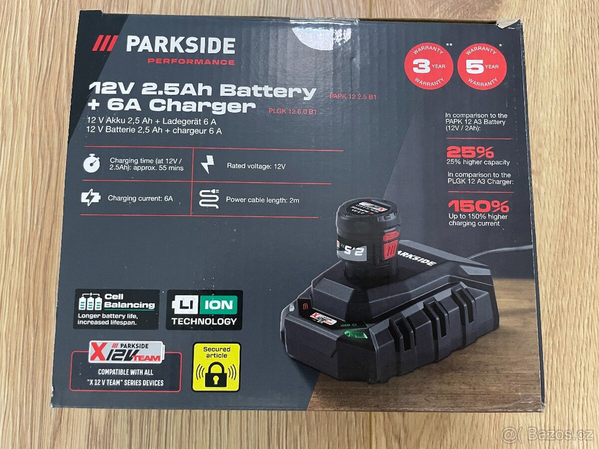 Parkside - 2,5 Ah PAPK 12 2.5 B1 + rychlonabíječka PLGK 12