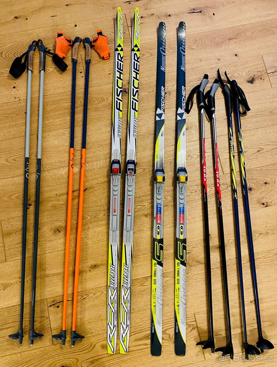 Set - juniorské běžecké lyže+ boty+hůlky, 2x, vše v jednom