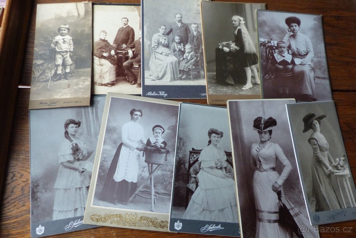 Staré kabinetní fotografie, kabinetky, móda, vojáci, děti...