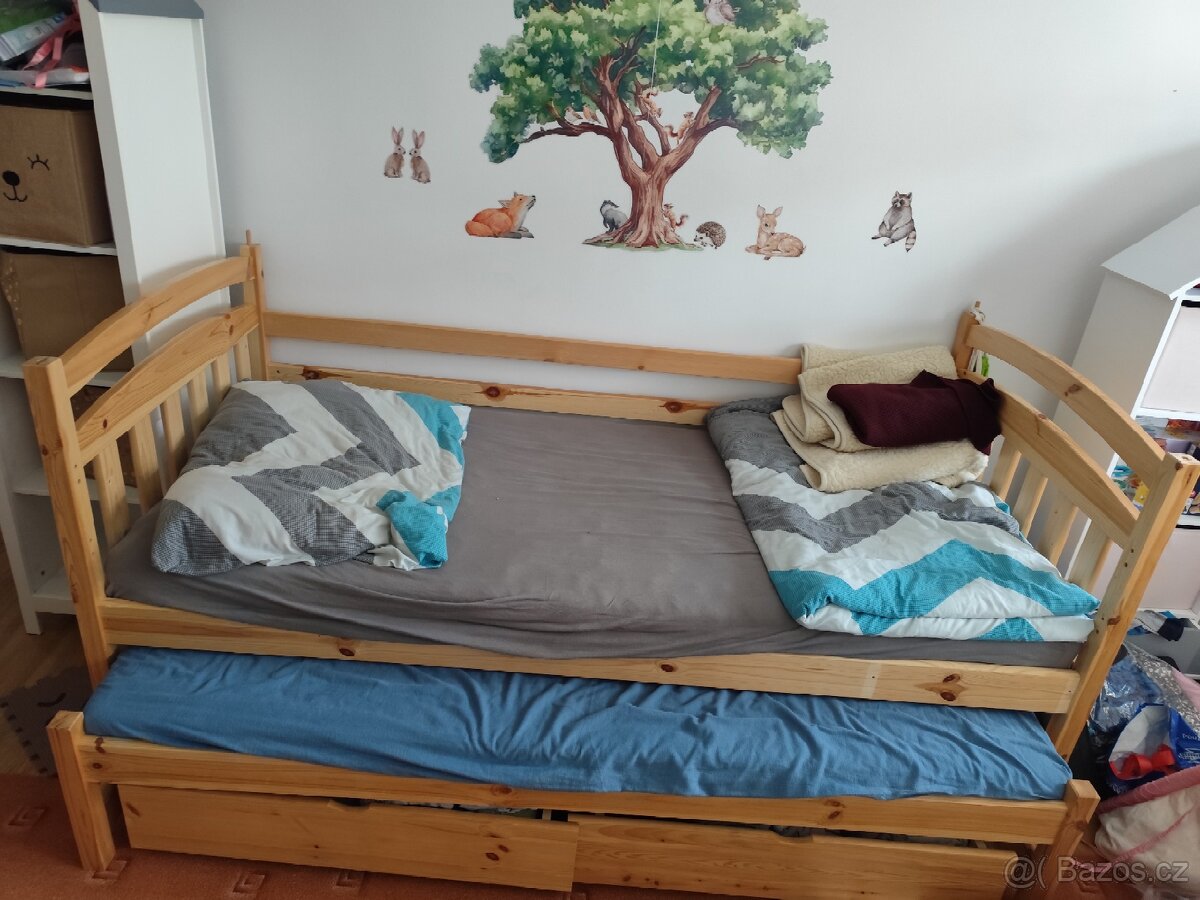 Postel 2 ks,90x200, poschoďová postel.