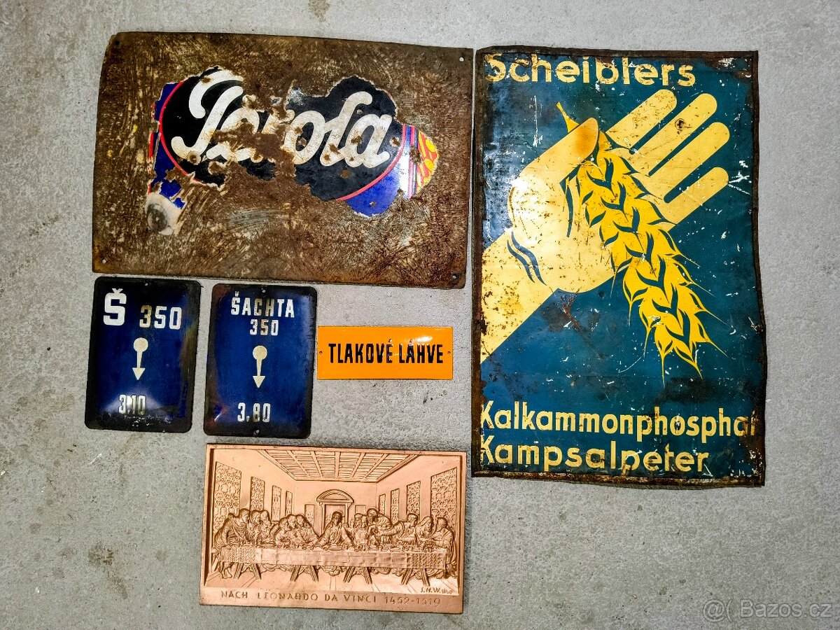 Smaltované cedule apod.