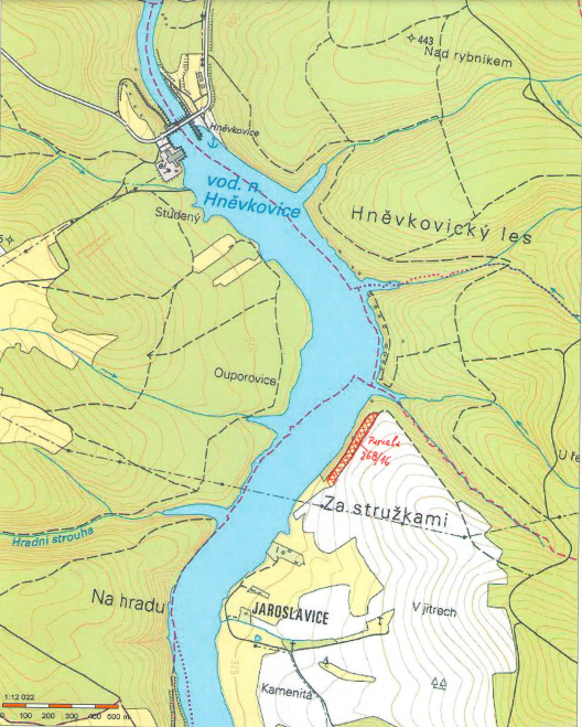 Pronájem parcely u Hněvkovické přehrady, jižní Čechy