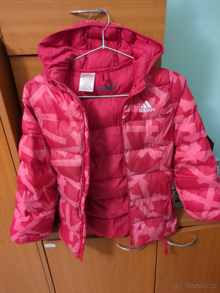 Adidas zimní bunda růžová vel.128 levně