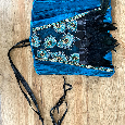 Korzet - designový modrý s pery