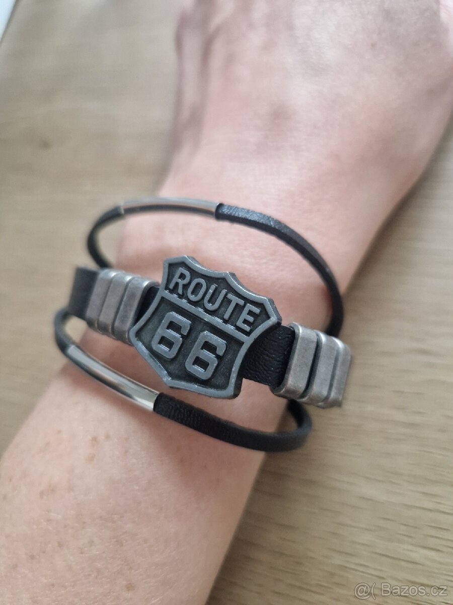 Nový pánský i dámský kožený náramek 21,5 cm Route 66