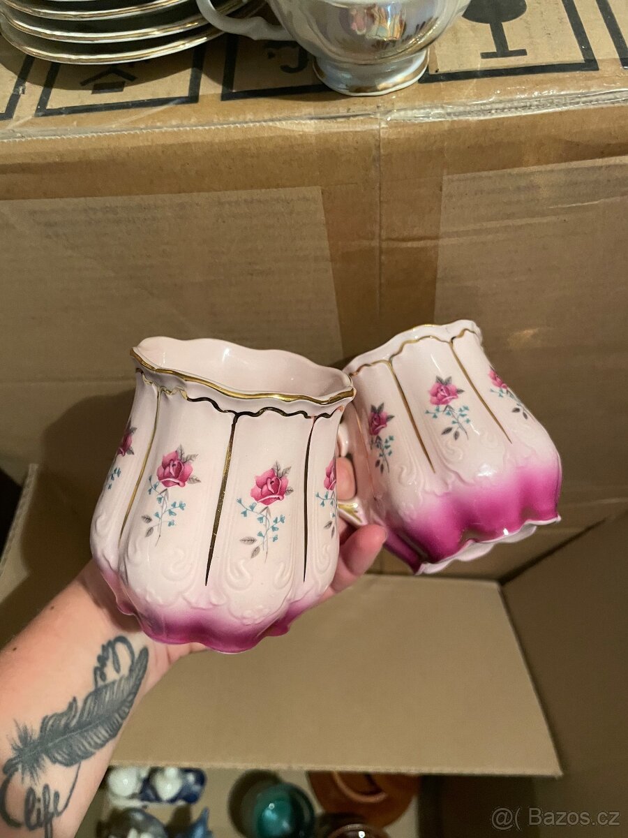 Růžový porcelán orig. HaC zlaceno 24Gold puclak
