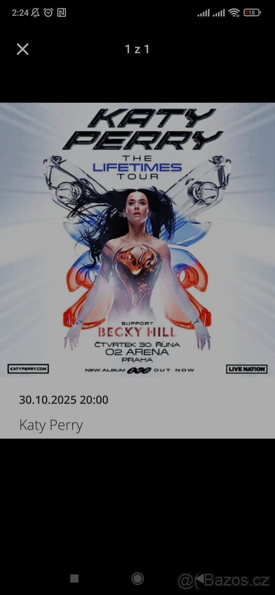 Katy Perry - vstupenky Praha 30.10.2025