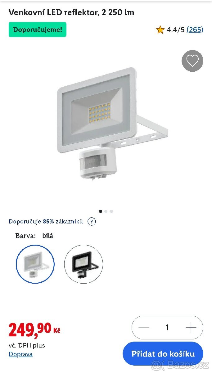 2 ks Venkovní LED s pohybovým senzorem.