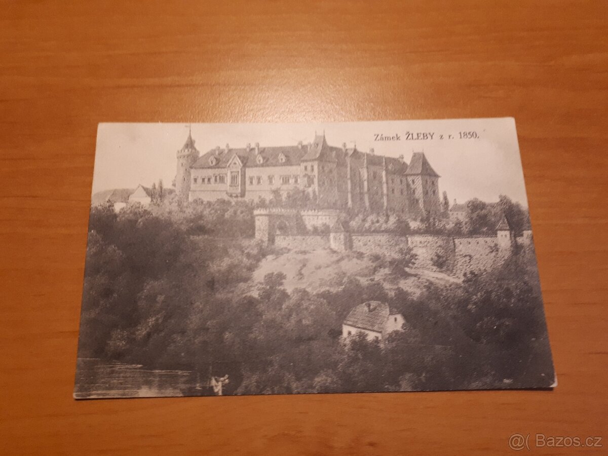 Starý pohled zámek ŽLEBY 1850