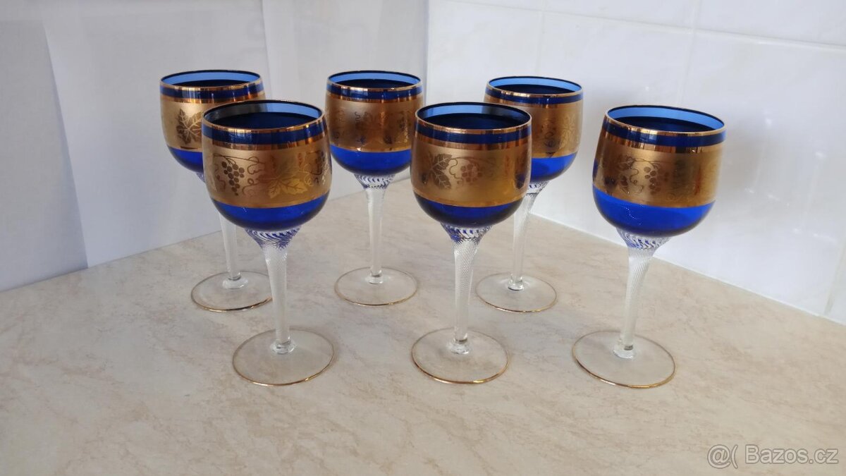 Skleničky Bohemia glass 6ks modré