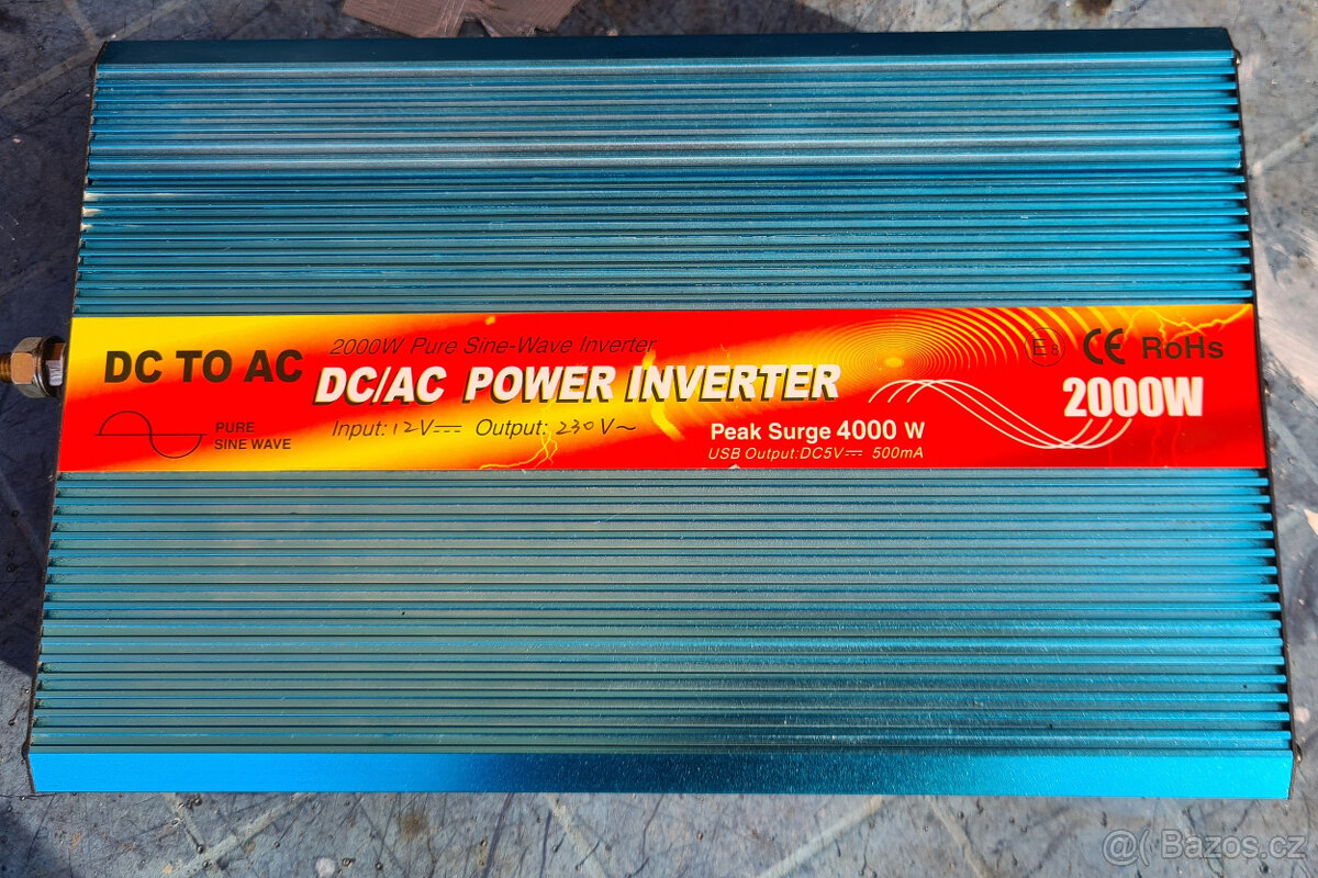 TOP NOVÝ Měnič napětí 12V/230V 2000W, čistá sinusovka